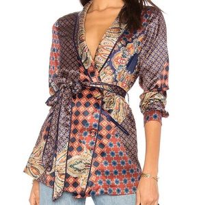 House of Harlow x Revolve pajama patchwork top - SZ: M (Missing Belt) - NWOT